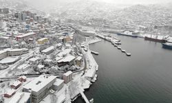 Zonguldak'ta kar manzarası havadan görüntülendi