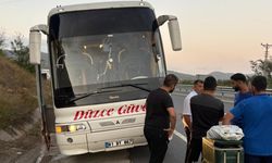 Düzcespor kafilesinin aracı arızalandı