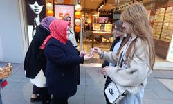 AK Partili kadınlar 8 Mart'ta kolanya dağıttı