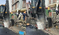 Yol çalışmasında su borusu patladı: Tonlarca su boşa aktı