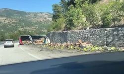 Freni boşalan zeytinyağı yüklü tır istinat duvarına çarptı: Baba öldü, oğlu yaralandı