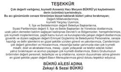 Zekai ve Sezai Bükrü'den TEŞÜKKÜR