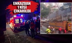 Göçen binadan bir kişi çıkarıldı