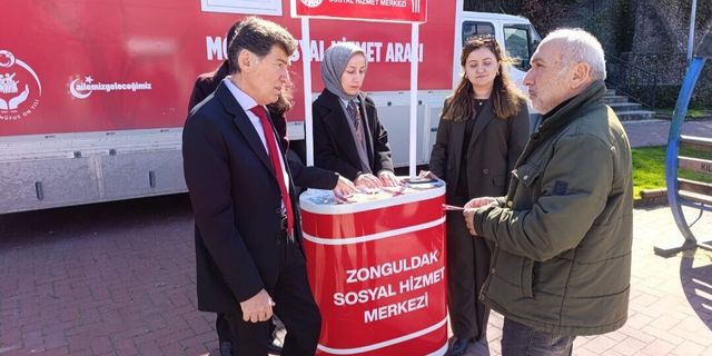 Mobil sosyal hizmet aracı Zonguldak'ta tanıtıldı