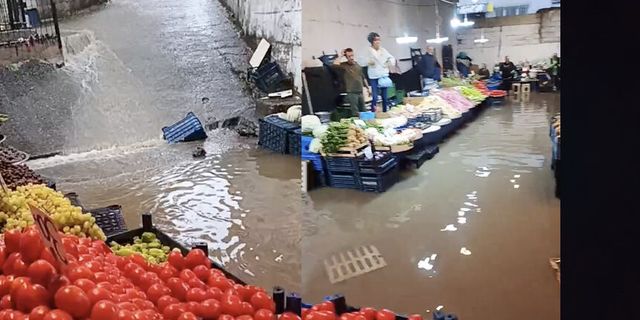 Pazar yeri değil, adeta göl: Tezgahlar sular altında kaldı