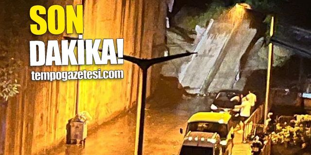Zonguldak'ta istinat duvarı çöktü: İki araç göçük altında kaldı