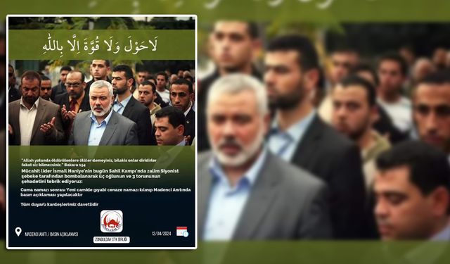 Hamas liderinin katledilen oğul ve torunları için gıyabi cenaze namazı kılınacak...