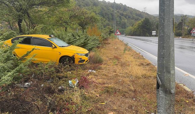 Ticari taksi aydınlatma direğine çarptı, sürücü yaralı