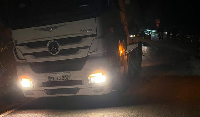 TIR Dorsesi direğe çarptı: Mahalle elektriksiz kaldı