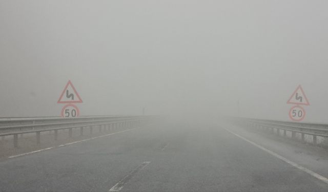 Zonguldak-Ereğli yolunda sis, görüş mesafeyi 10 metreye düştü