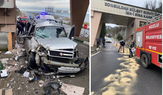 BEUN Hastanesi önündeki güvenlik kulübesine çarptı