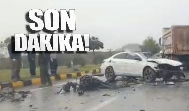 Sağanak kazaya neden oldu: Otomobil refüje çarptı