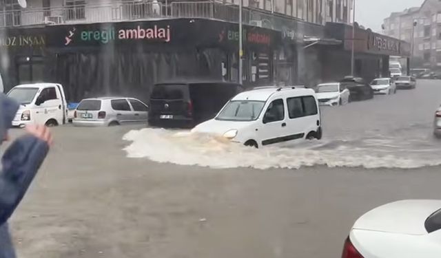 Devrek-Zonguldak kavşağı sular altında