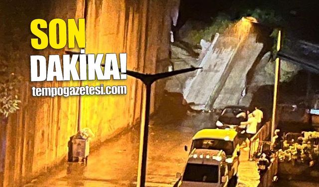Zonguldak'ta istinat duvarı çöktü: İki araç göçük altında kaldı