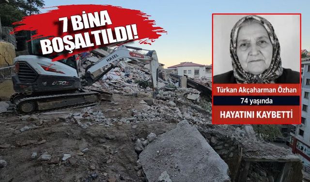 Çöken binanın çevresindeki 7 bina, 13 daire tahliye edildi
