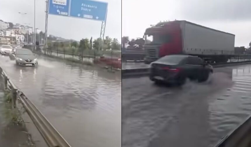 Sağanak etkili oldu: Fındık üreticileri zor anlar yaşadı, köprü yine su altında kaldı