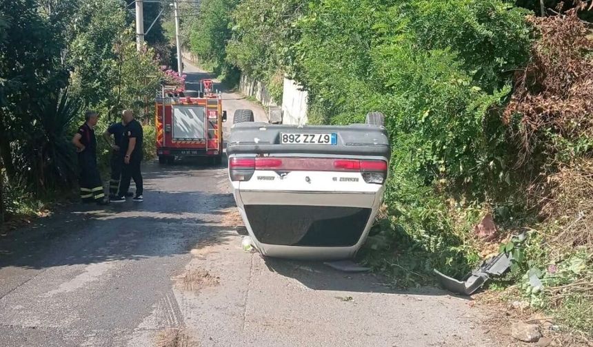 Üzülmez'de feci kaza: Otomobil takla attı