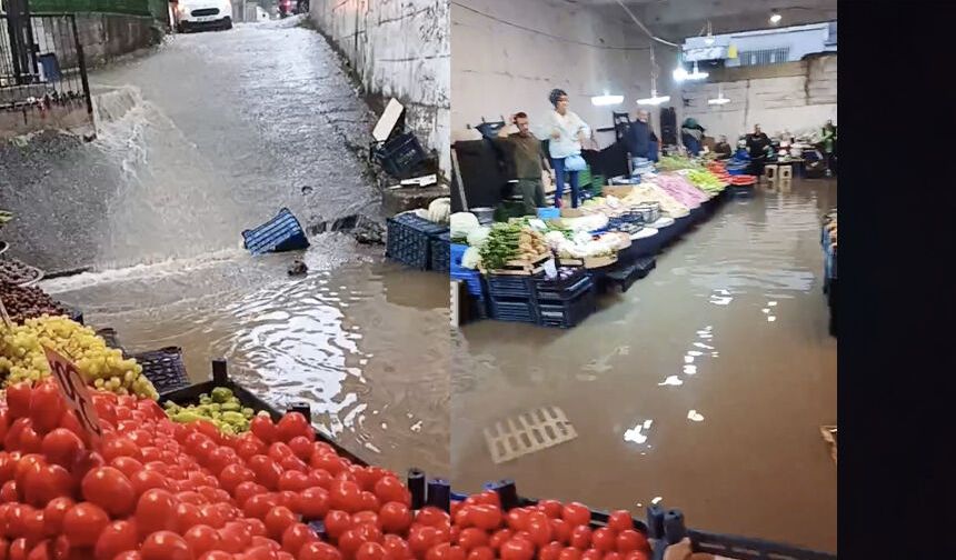 Pazar yeri değil, adeta göl: Tezgahlar sular altında kaldı