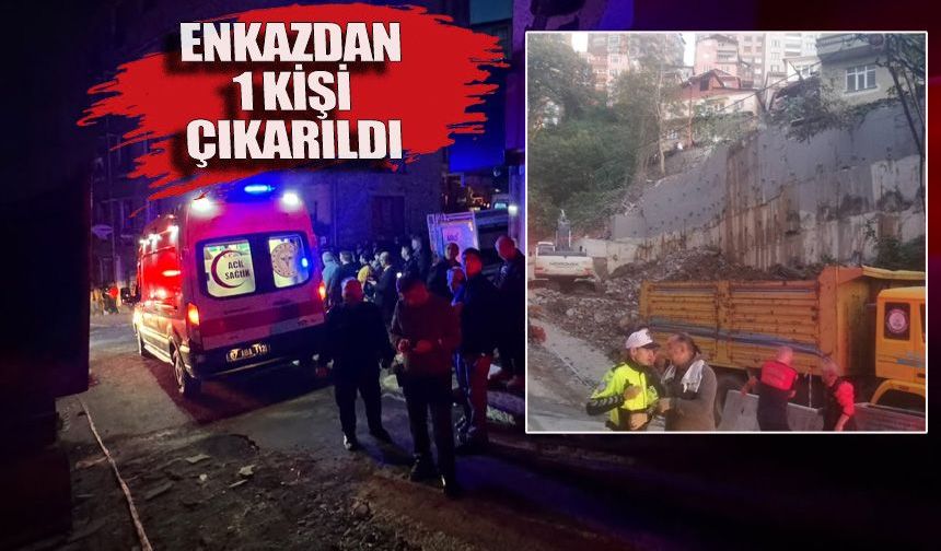 Göçen binadan bir kişi çıkarıldı