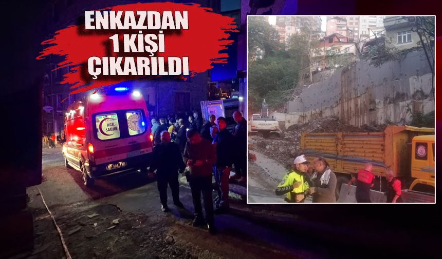 Göçen binadan bir kişi çıkarıldı